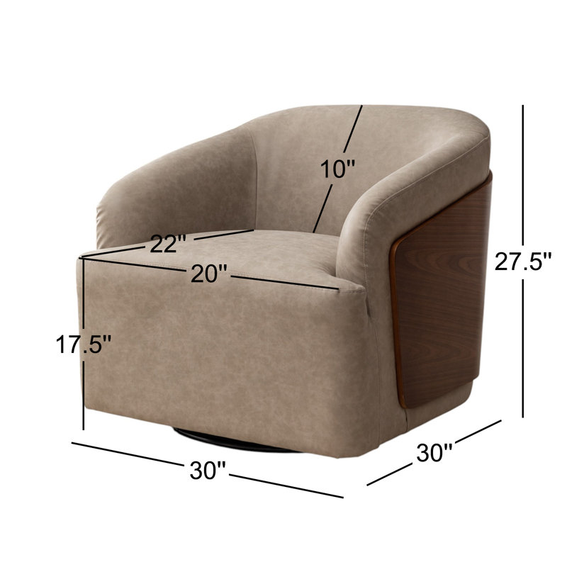 Fauteuil demi-tonneau rotatif en simili cuir Andretta, Gris