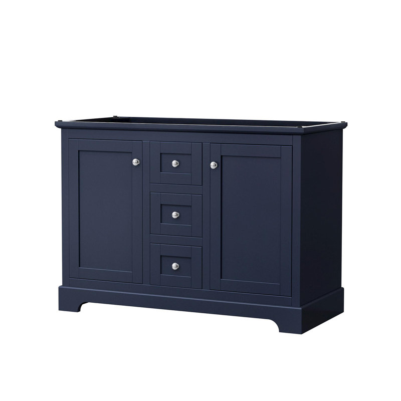 Base de meuble-lavabo double 47,25 po Avery seulement, Bleu foncé / chrome poli