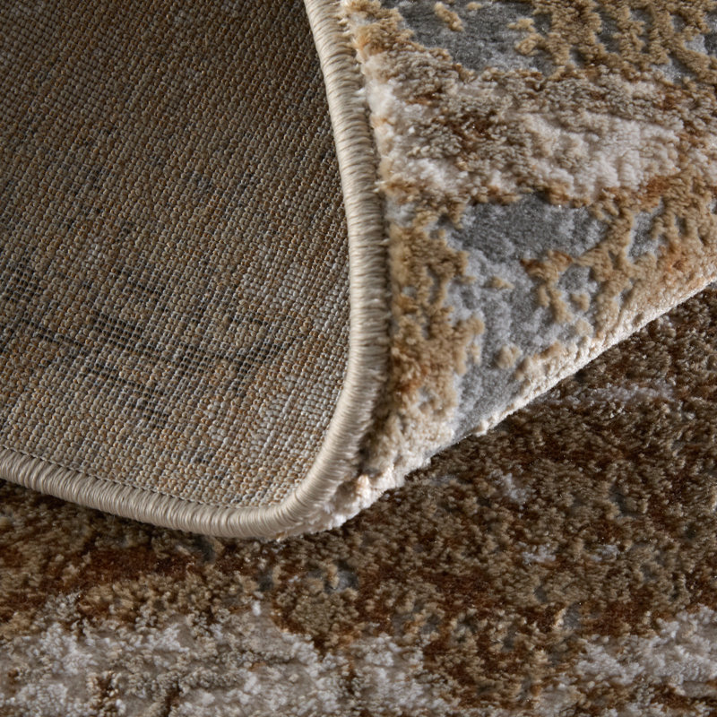 Tapis beige tissé à la machine Milomir, Rectangle 10 pi x 13 pi 2 po