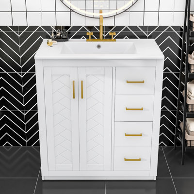 Meuble-lavabo luxueux en bois avec lavabo et rangement spacieux