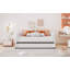 Lit de jour simple rembourré avec dossier ergonomique Lit gigogne, beige - aucun sommier requis, soutien solide-936509430