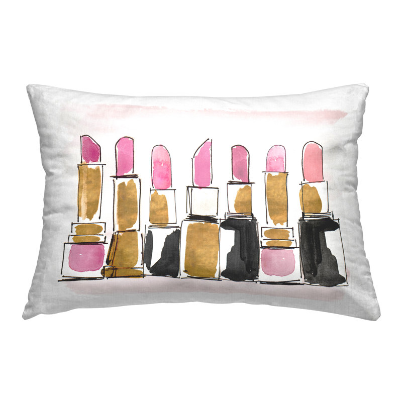 Coussin décoratif rouge à lèvres Glam Doodle