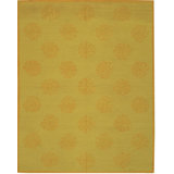 6x8 Yellow Flat Weave Wool Stylized Rosette Geometric Modern Contemporary Carpet Rug