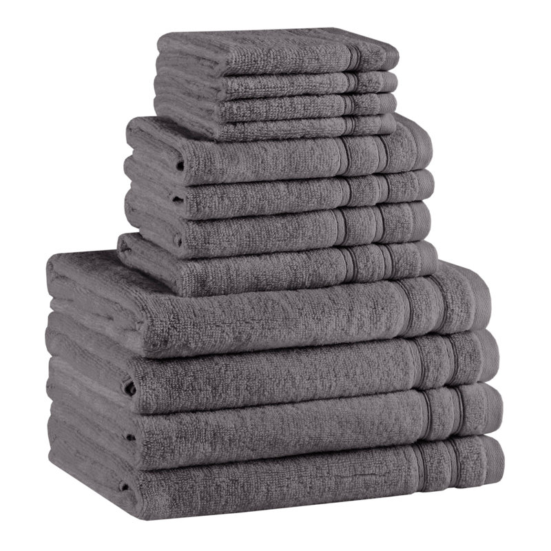 Ensemble de serviettes 100% coton 400GSM Essential, Gris, Ensemble de 12 serviettes
