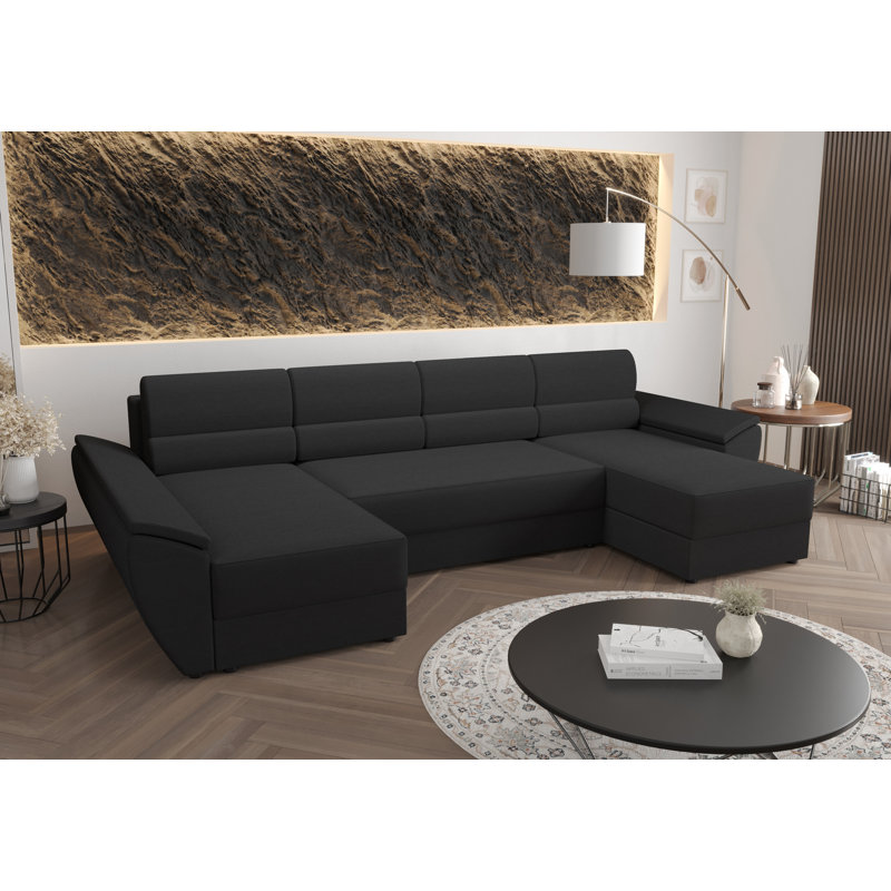 Blader 5 Seater Corner Sofa , Black - Rainbow27