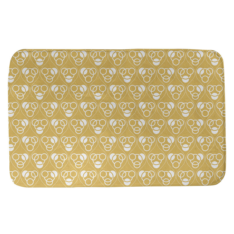 Tapis de bain géométrique rectangulaire antidérapant Circles Waves, l 21 po x L 34 po, Jaune/blanc