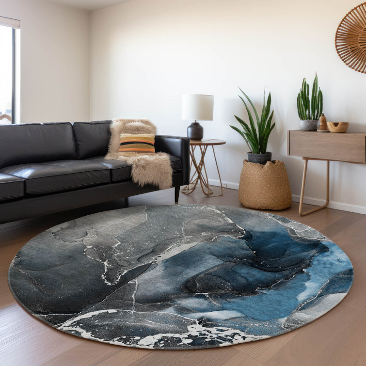 Premium Machine Washable Cerrito AMF503 Blue Rug