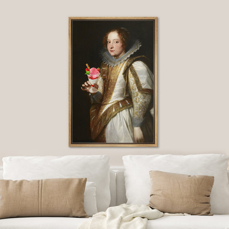 «English British Queen Sundae», H 36 po x l 24 po, Cadre naturel flottant
