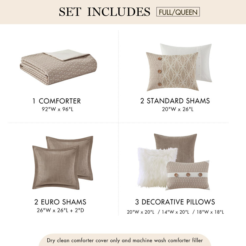 Madison Park Signature Grace Geometric Oversized Jacquard Comforter Set, King Comforter + 8 Additional Pieces