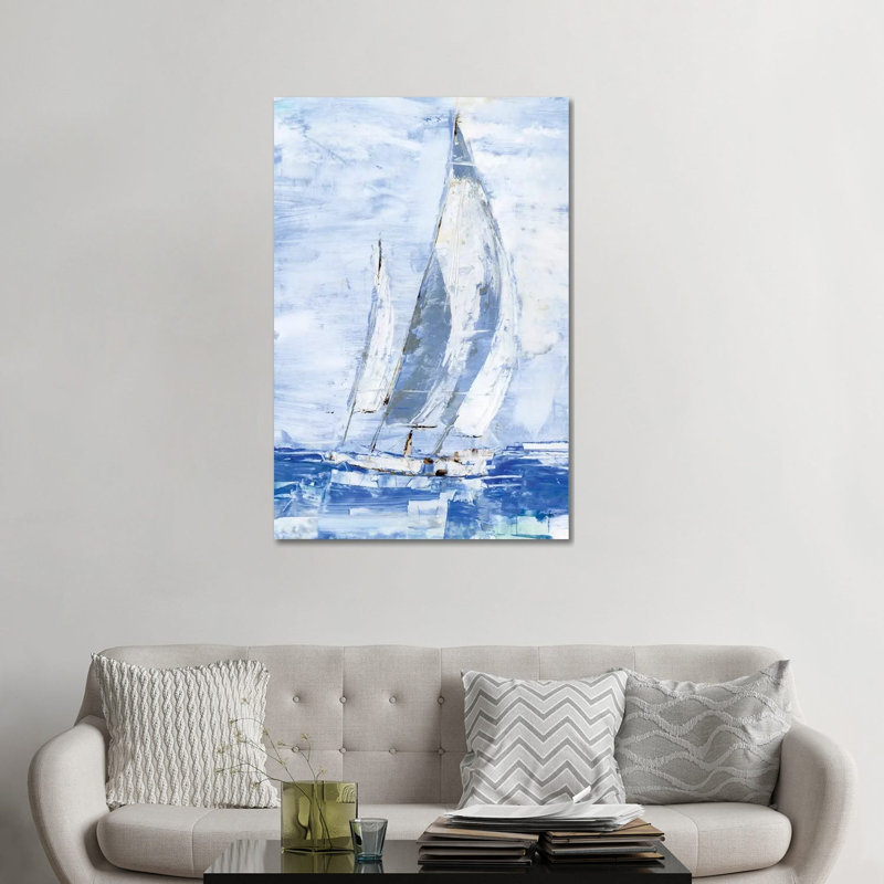 «Blue Sails II» par Ethan Harper - reproduction d'art, Pas de tapis, H 48 po x l 32 po x P 1,5 po, Toile tendue