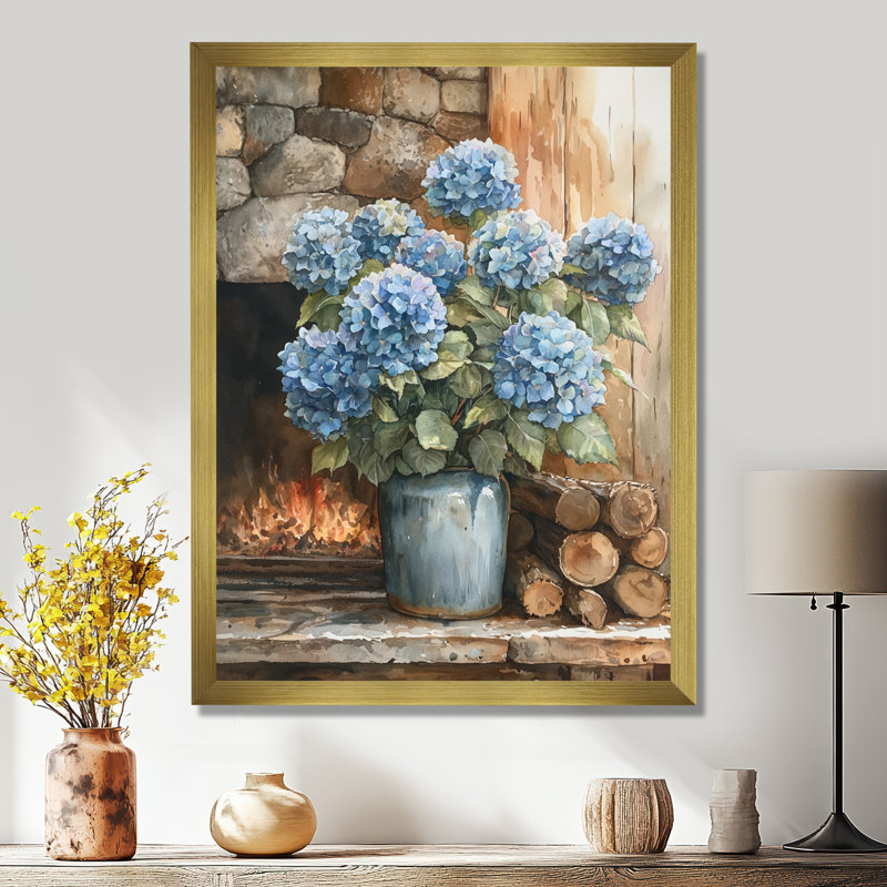 Gerone - art mural floral, H 20 po x l 12 po, Picture Framed, Doré