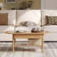 Table basse de 39 po de style Mid-Century moderne en chêne massif avec tiroir et tablette de rangement-1400450787-1400450790