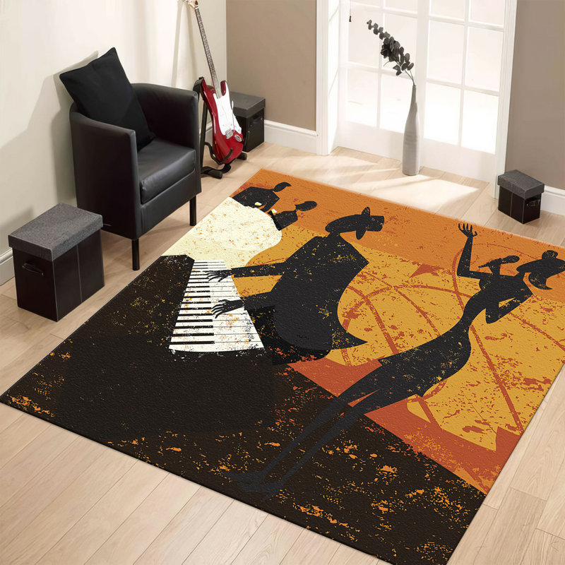 Floral Print Non-Woven Soft Rug Featuring Vibrant Blue and Yellow Blooms in a Vintage Style Pattern for a Stylish and Comfortable Home Decor Update