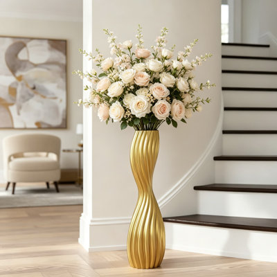 Vase de plancher moderne S-Curve pour la décoration intérieure, grand vase robuste avec base lestée pour l'herbe de pampa séchée, grand vase décoratif pour le salon, le bureau et la chambre à coucher