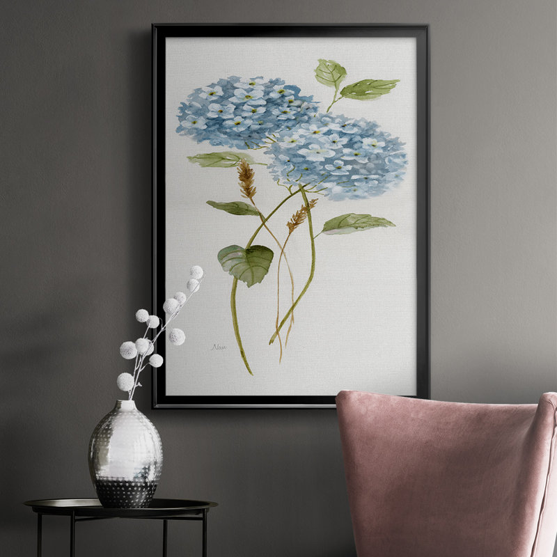 " Petite Blue Hydrangea II ", 42.5" H x 30.5" W x 1" D, Black