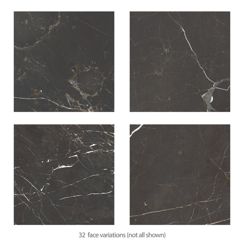 Reve 23-1/2 in. x 23-1/2 in. Porcelain Floor and Wall Tile, Black/White