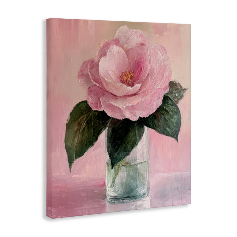 Toile de fleur de corail rose, design par Petal Prints Design, H 30 po x l 24 po