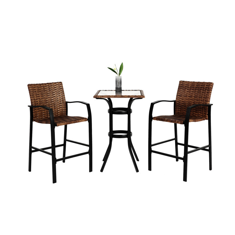 Ensemble de 3 tabourets de bar d'extérieur
