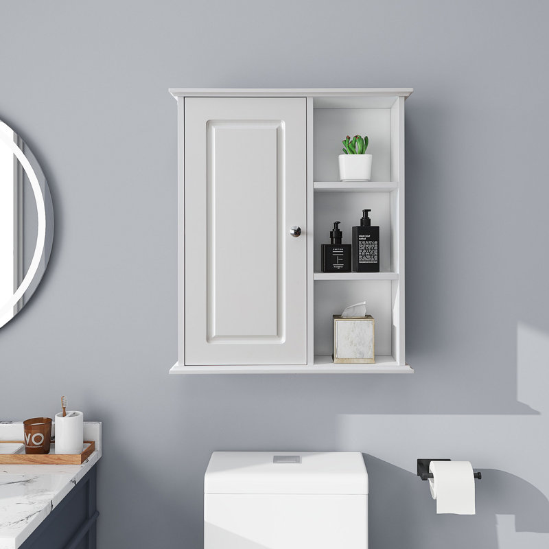  24 in. W x 7 in. D x 28 in. H Wall Bathroom Cabinet Over The Toilet Storage, White