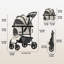 Poussette pliable pour chien de 39 po à 4 roues pour petits / moyens chiens - conception convertible 3-en-1 avec support amovible et mécanisme de pliage en un clic-129158871