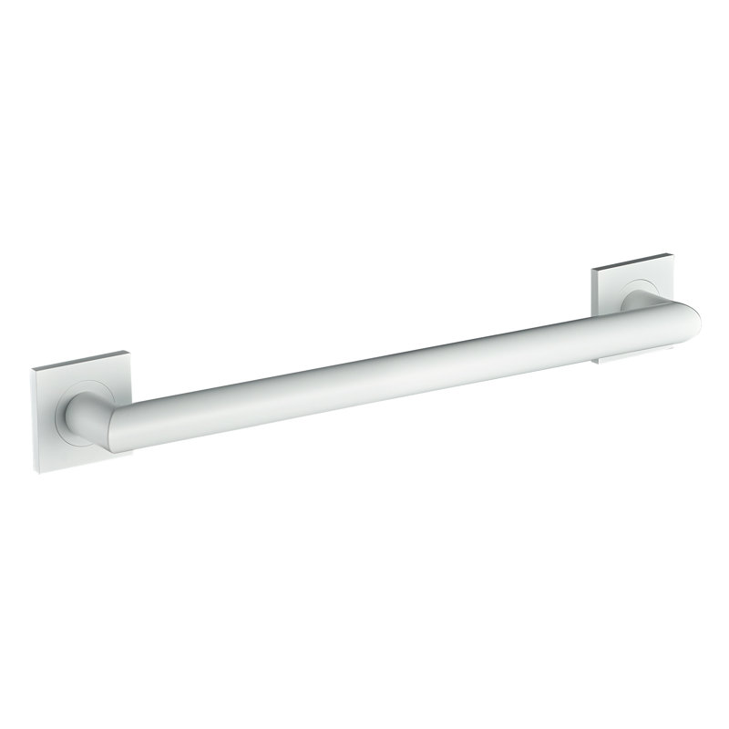 24" Wall-Mounted Crater Grab Bar - Matte White, Premium Brass Construction, Installation Hardware Included, Matte White