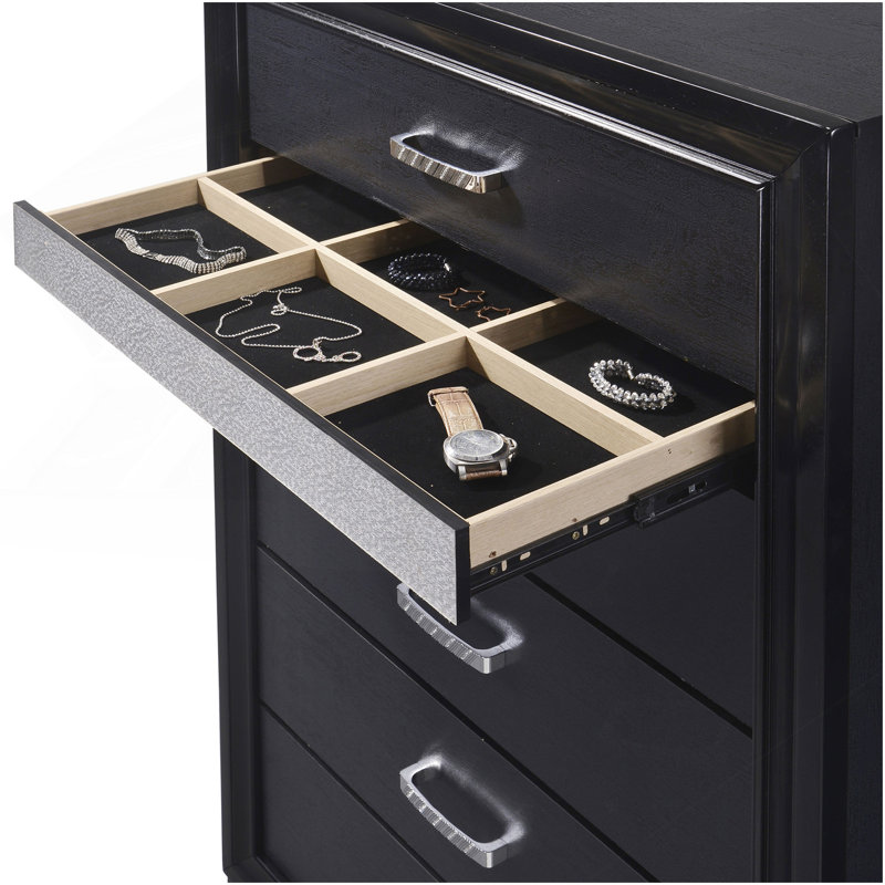 Annie Black 6-Drawer Bedroom Chest, Black