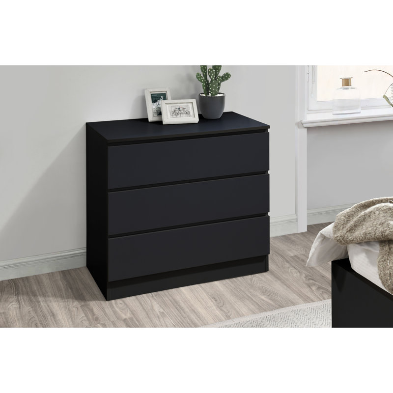 Marqita 3 Drawer 80cm W Chest of Drawers, Black