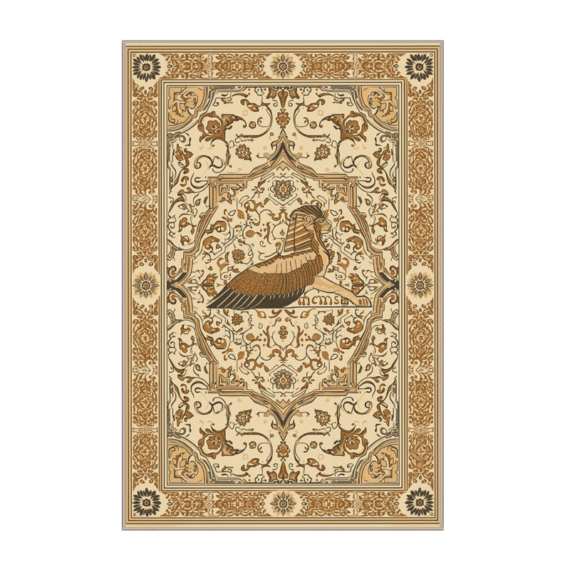 Tapis oriental moelleux doux et moelleux en beige, 7 x 9