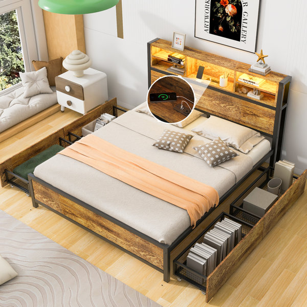 Ivy Bronx Kishma Metal Bookcase Bed | Wayfair