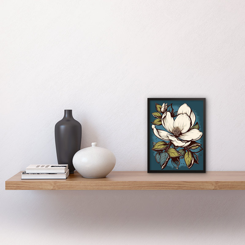 Engemann Magnolia Flower Old School USA Tattoo Ink Body Art Rockabilly Americana - Single Picture Frame Print