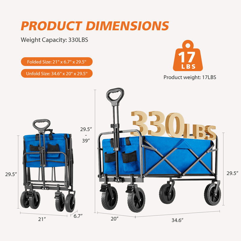 Grand chariot de chariot pliant polyvalent, Bleu