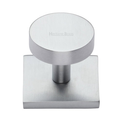 Heritage Brass Cabinet Knob Disc Design with Square Backplate