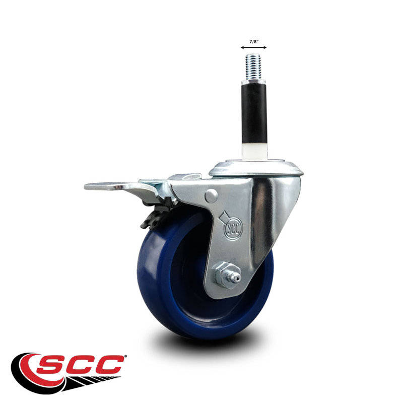 Solid Poly Swivel 7/8 Inch Expanding Stem Caster Total Lock Brake SCC