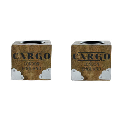 2 Piece Wood Tealight Holder Set