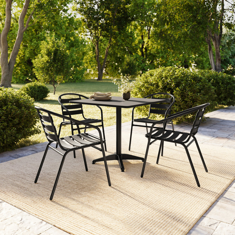 Ensemble de table de salle à manger Amadea, H 27,5 po x l 31,5 po x P 31,5 po, Noir