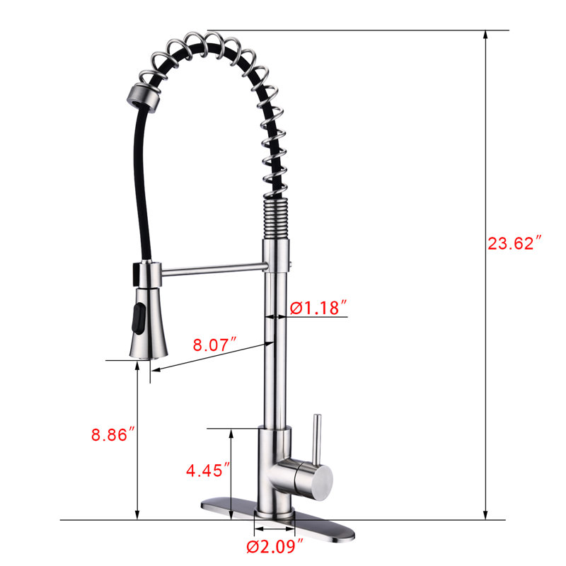 Robinet de cuisine rétractable en nickel brossé, Nickel brossé