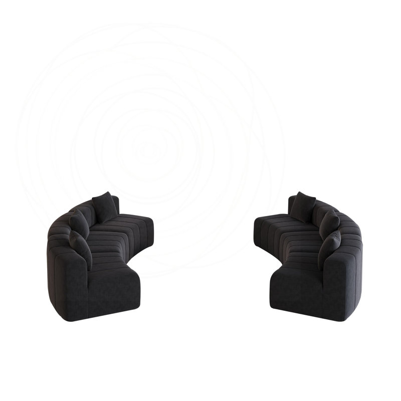 Canapé modulaire incurvé modulaire avec tissu velours côtelé, Black