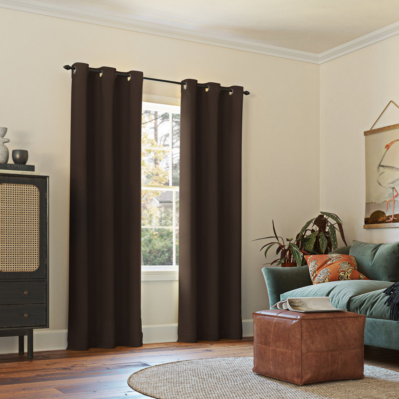 Burrier Wayfair Basics Blackout Grommet Curtain Panel, Cocoa, 40" W x 63" L