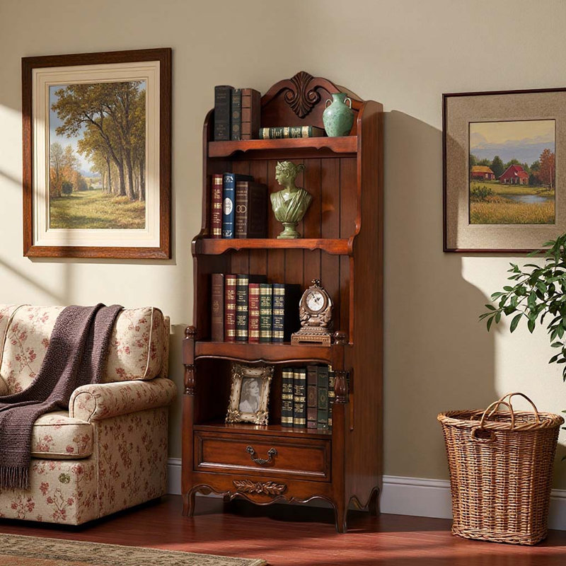 European style solid wood storage cabinet, Brown