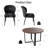 43.3" Round Extendable Dining Table Set For 4, Mid-century Modern Walnut Finish Mdf Kitchen Table With Cross Base & Upholstered Chairs, Space-saving Dining Room Furniture Set-1895374831