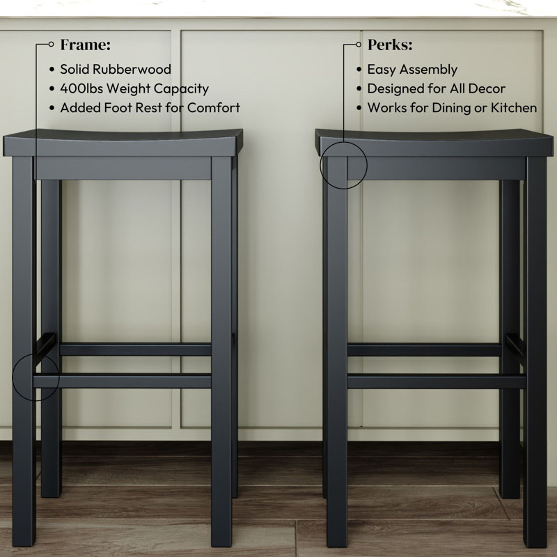 Stool Bar Height (30in) - 2 pack, Black, Black