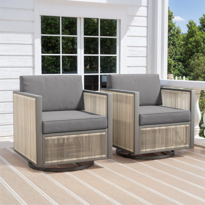 Hokku Designs Outdoor Swivel Glider Chairs, 360° Rotating Wicker Patio Chairs With Thick Cushions by Hokku Designs