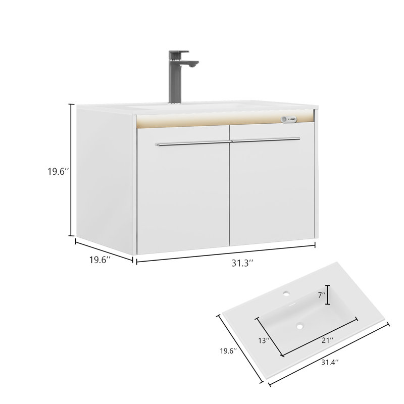Ensemble de meuble-lavabo avec lavabo Ayanda, Blanc