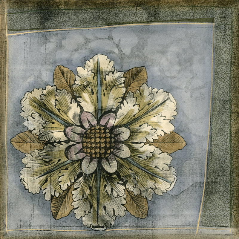 Small Rosette And Damask I (ST) by Jennifer Goldberger - Wrapped Canvas Art Prints, 30cm H x 30cm W x 3.8cm D