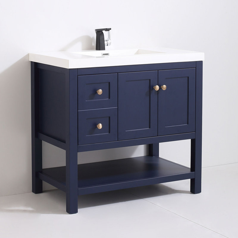 Mckinnis 37'' Single Bathroom Vanity with Resin Top, Blue