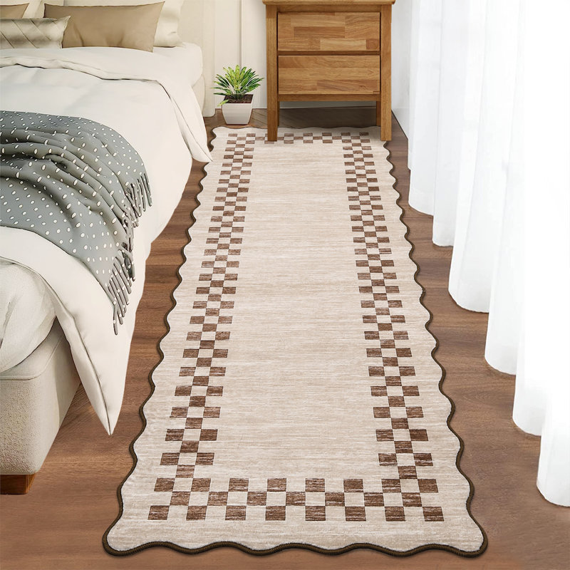 Tapis festonné lavable avec envers antidérapant, Chameau clair, 2 x 6 pi