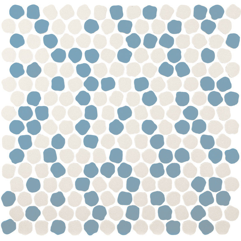 Mosaïque en porcelaine Bonbon Pennyround Italian, Mélange de bleu ciel blanc