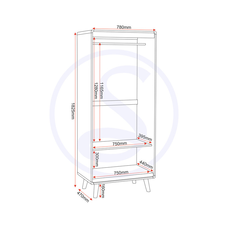 Sabine 2 Door Manufactured Wood Wardrobe