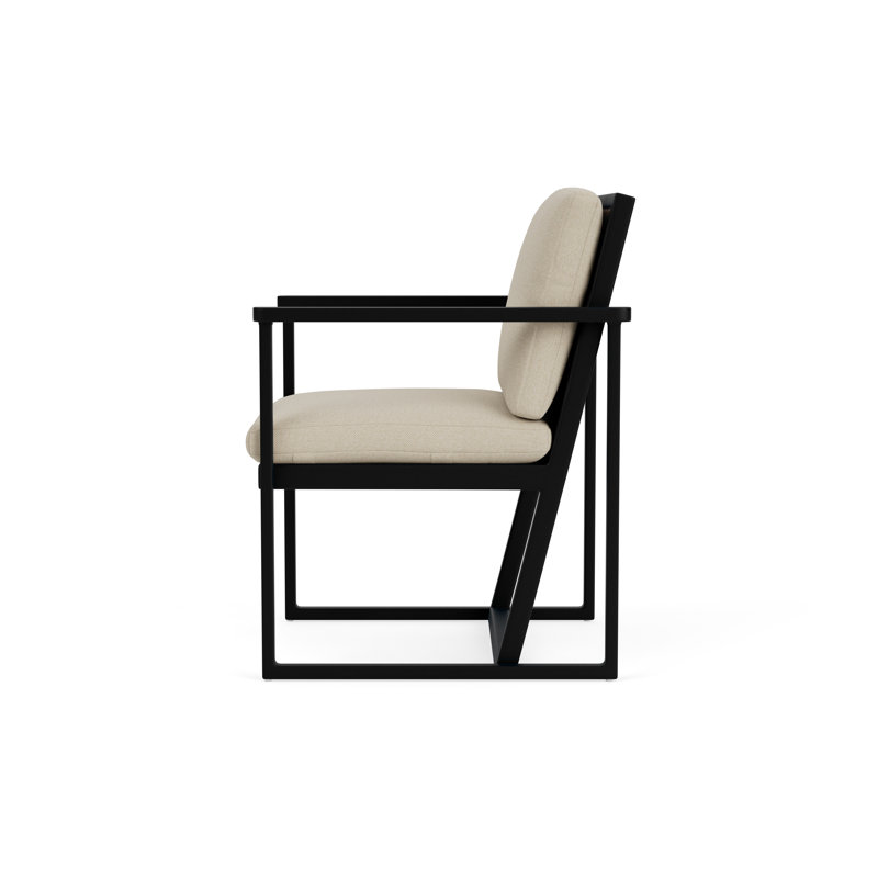 Summit Outdoor Dining Armchair, Mink, Rumba Straw, Ebony