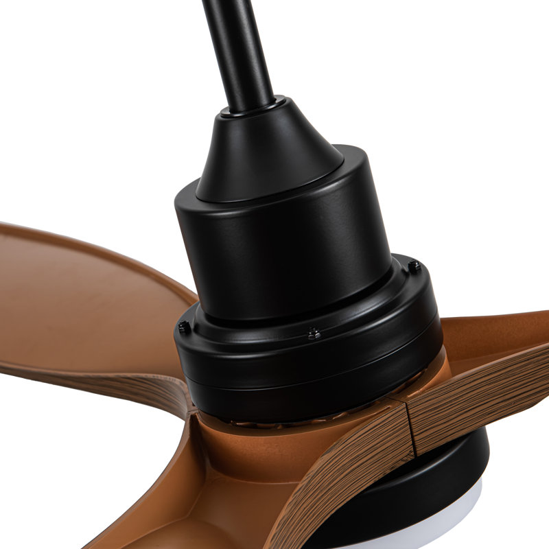 Ventilateur de plafond à DEL à 3 températures Lahrizi, Bois brun, Noir mat